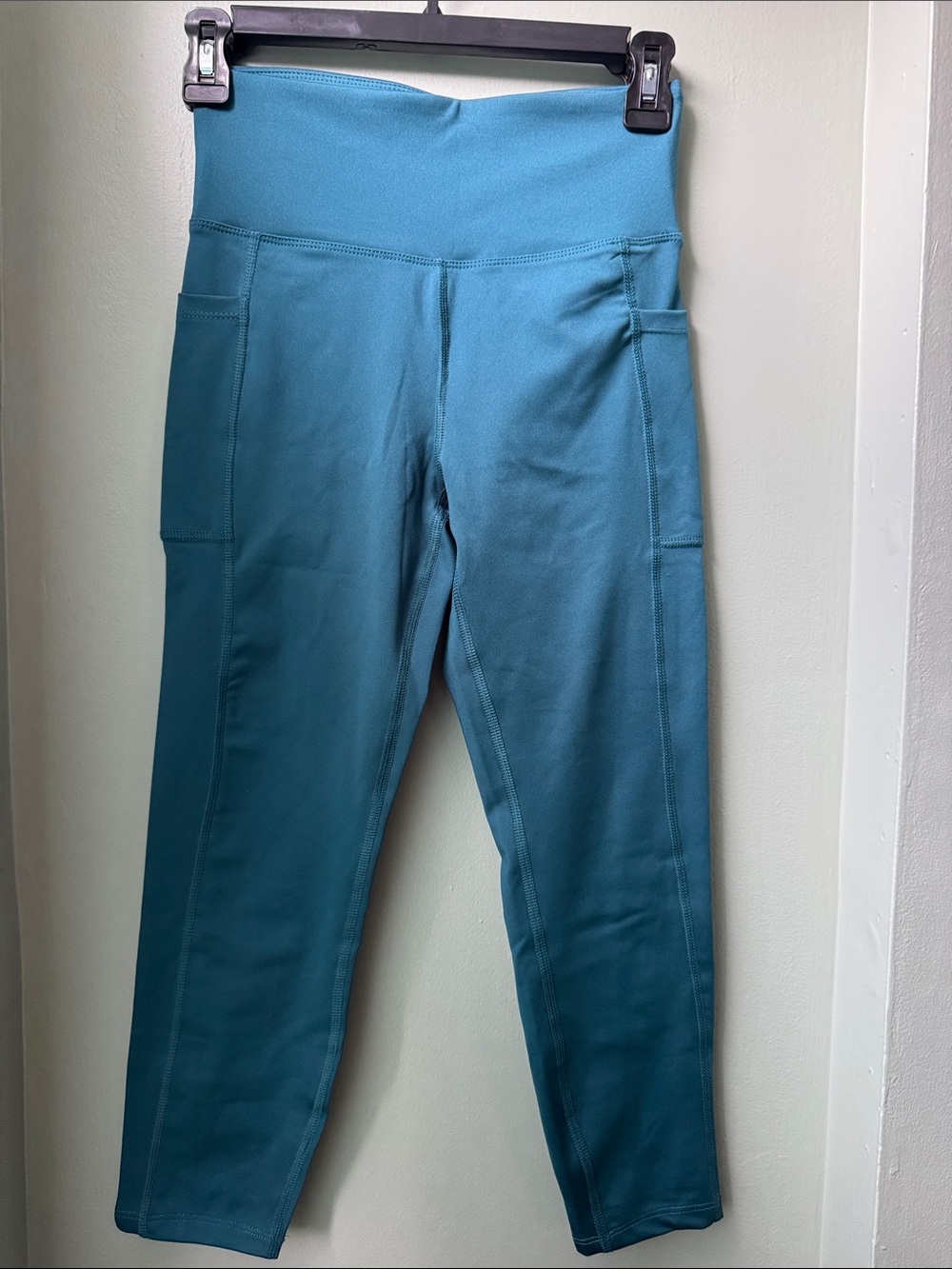 Bally Teal Leggings with High Waist and Side Pockets Small